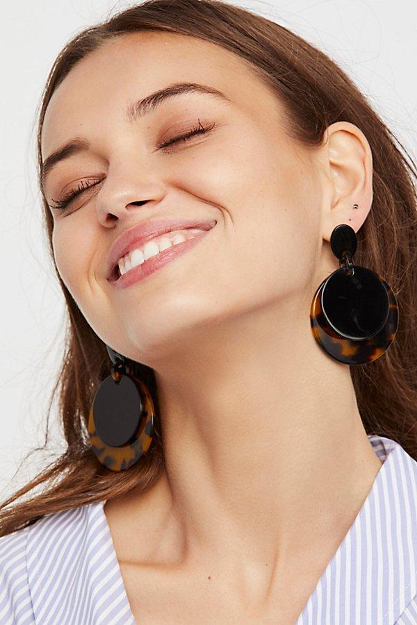 Resin Disc Drop Hoop Earrings By Free People